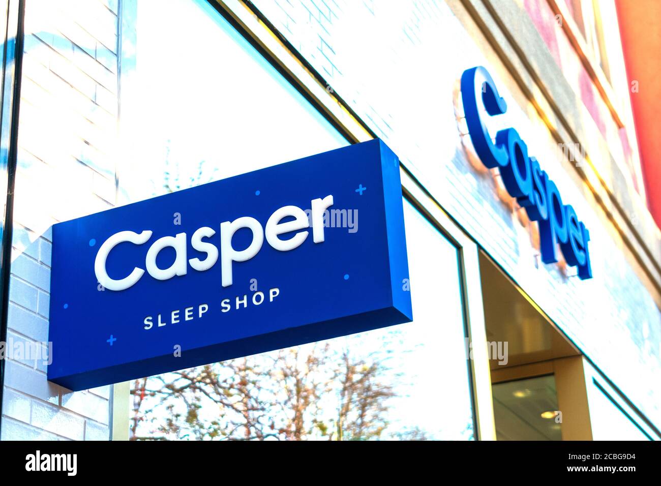 Casper Zeichen auf Casper Sleep Store. Casper Sleep ist ein amerikanisches E-Commerce-Unternehmen, das Schlafprodukte online und im Einzelhandel verkauft - San Jose, Stockfoto