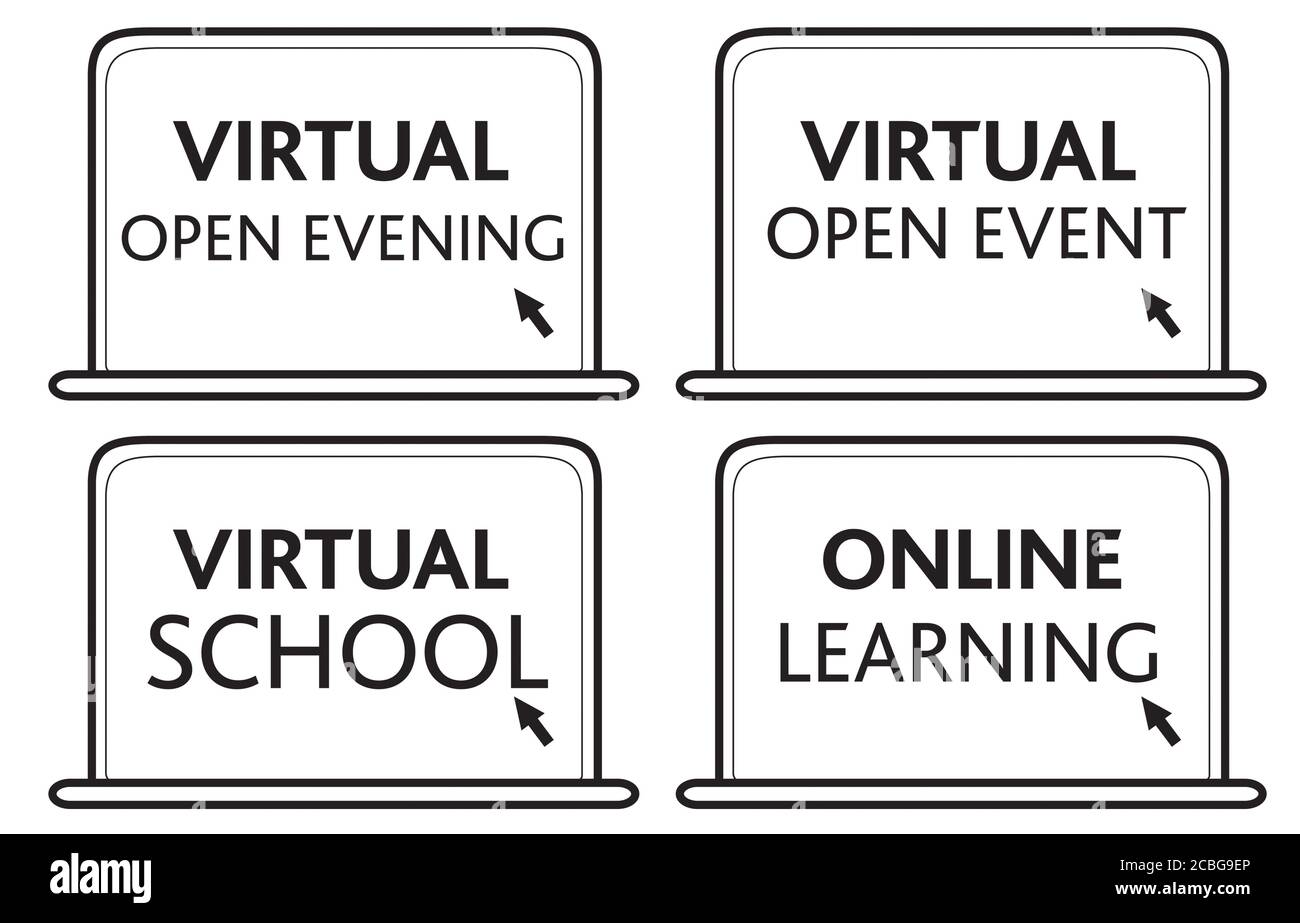 Virtuelle und Online-Nachrichten auf einem Laptop-Bildschirm, editierbare Vektoren auf weißem Hintergrund Stockfoto