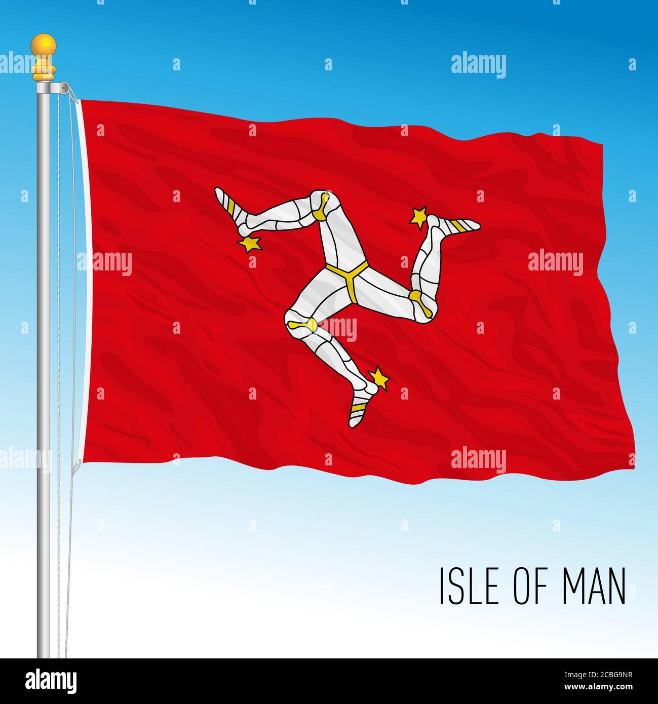 Isle of man offizielle Nationalflagge, britisches Territorium, Vektorgrafik Stock Vektor