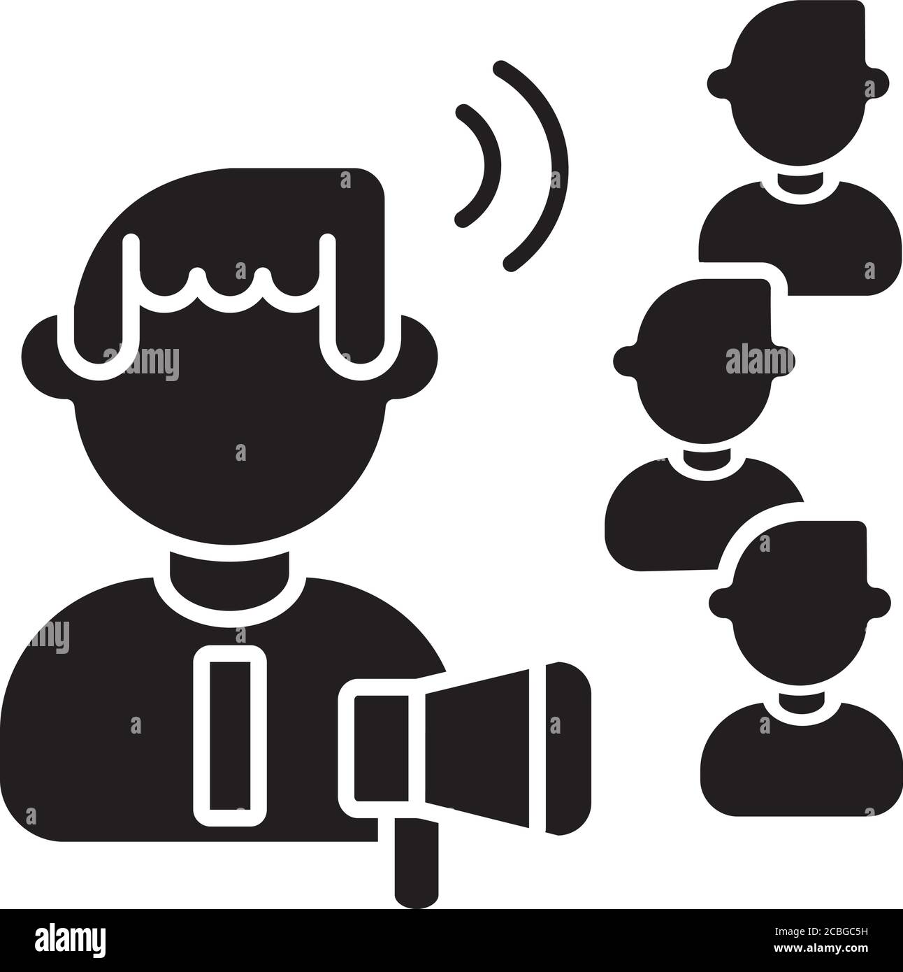 Schwarzes Glyphen-Symbol für die Fähigkeiten der Beeinflussung Stock Vektor