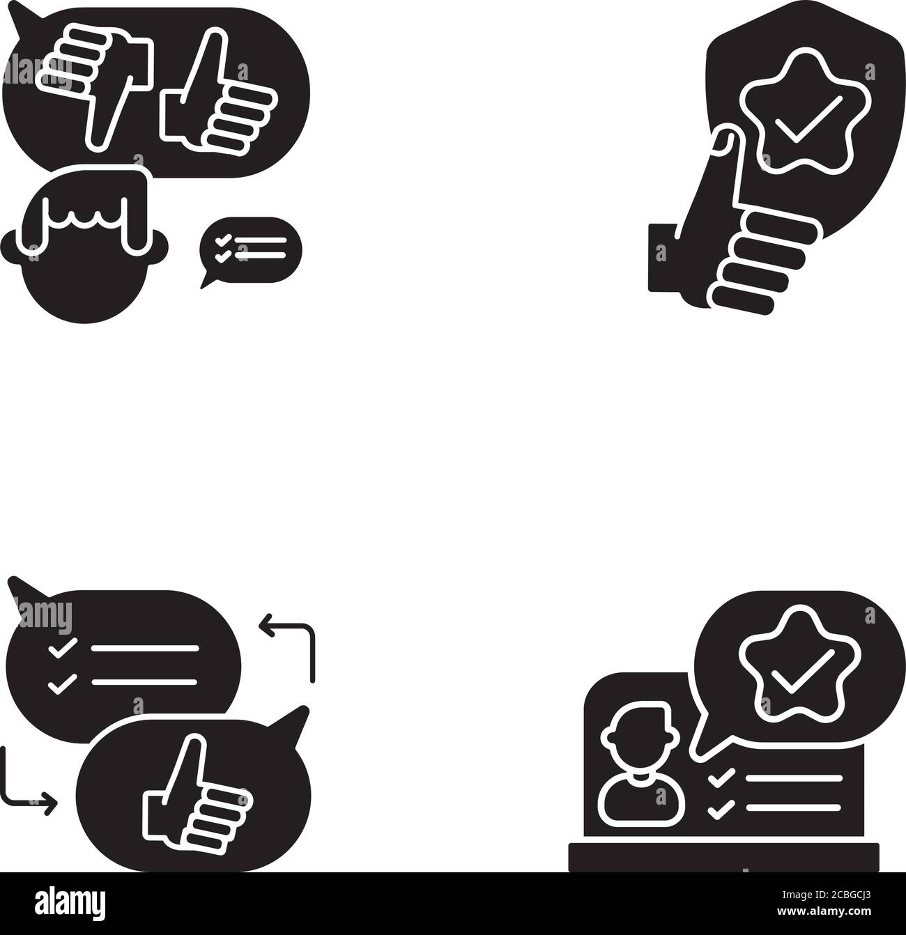 Soziale Kommunikation schwarze Glyphen Symbole auf weißen Raum gesetzt Stock Vektor