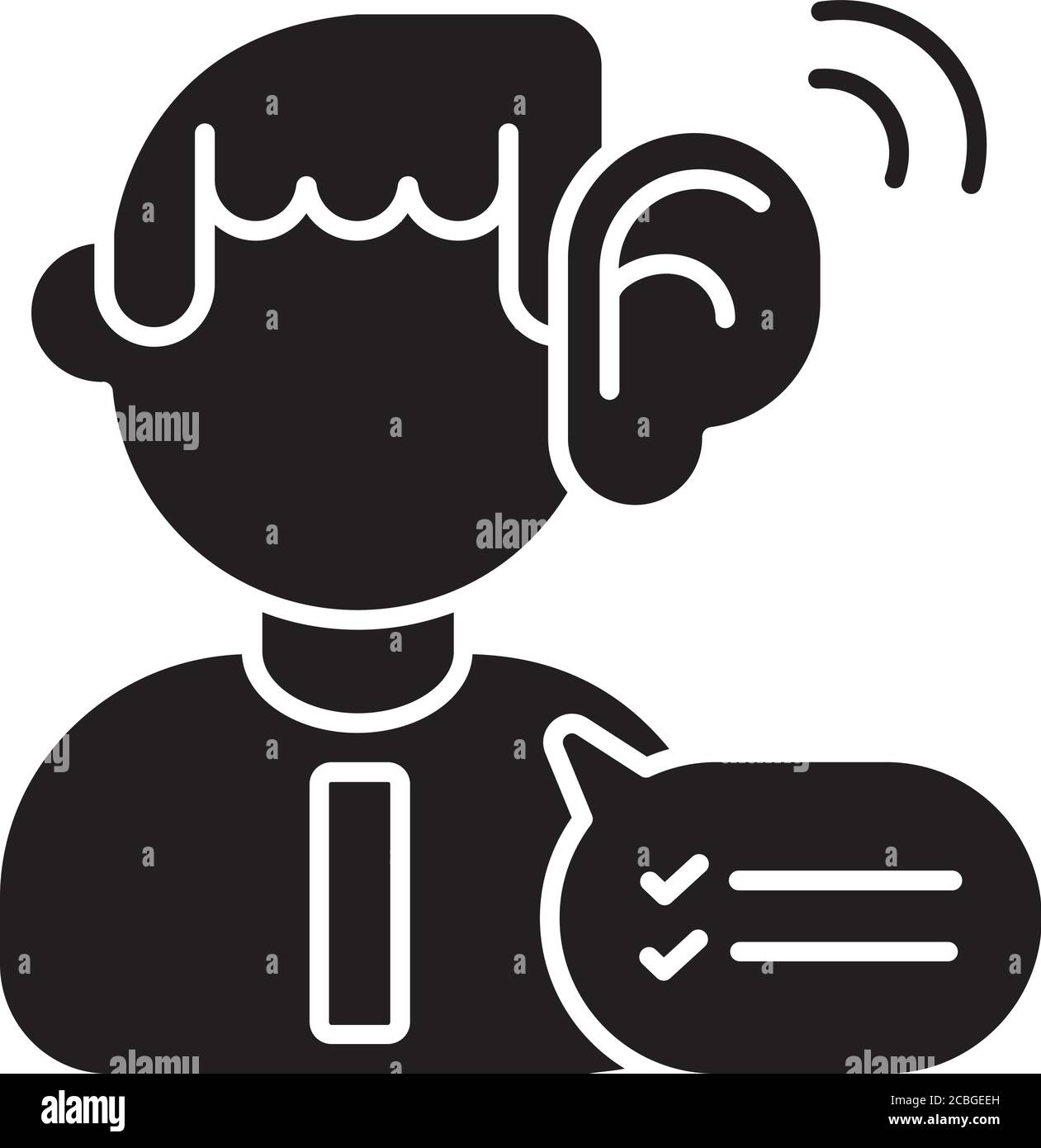 Hör-Fähigkeiten schwarzes Glyphensymbol Stock Vektor