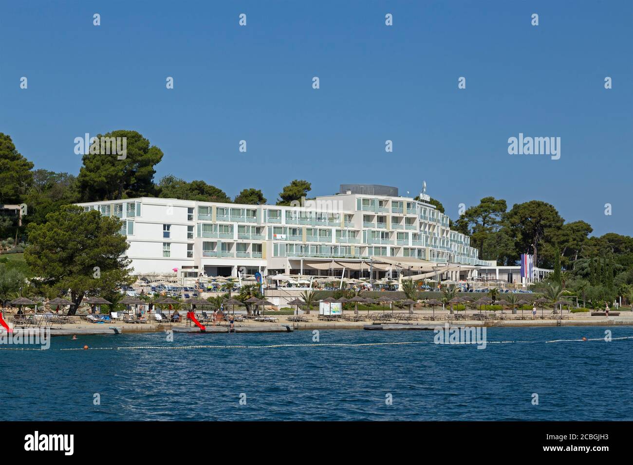 Hotel, Insel Sveti Nikola, Porec, Istrien, Kroatien Stockfoto