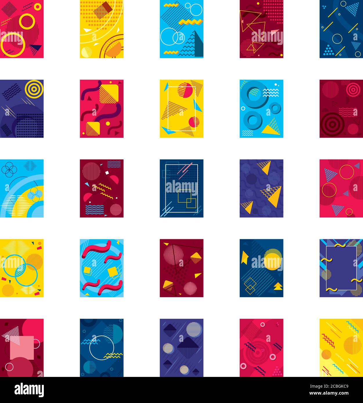 Bunte Hintergründe mit abstrakten Formen auf weißem Hintergrund, Vektor-Illustration Stock Vektor