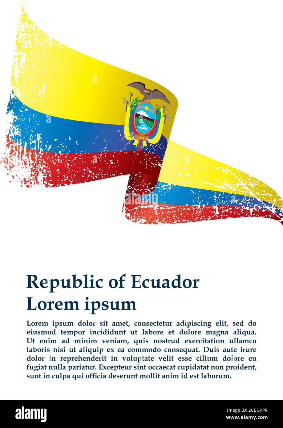 Flagge von Ecuador, Republik Ecuador. Vorlage für Award Design, ein