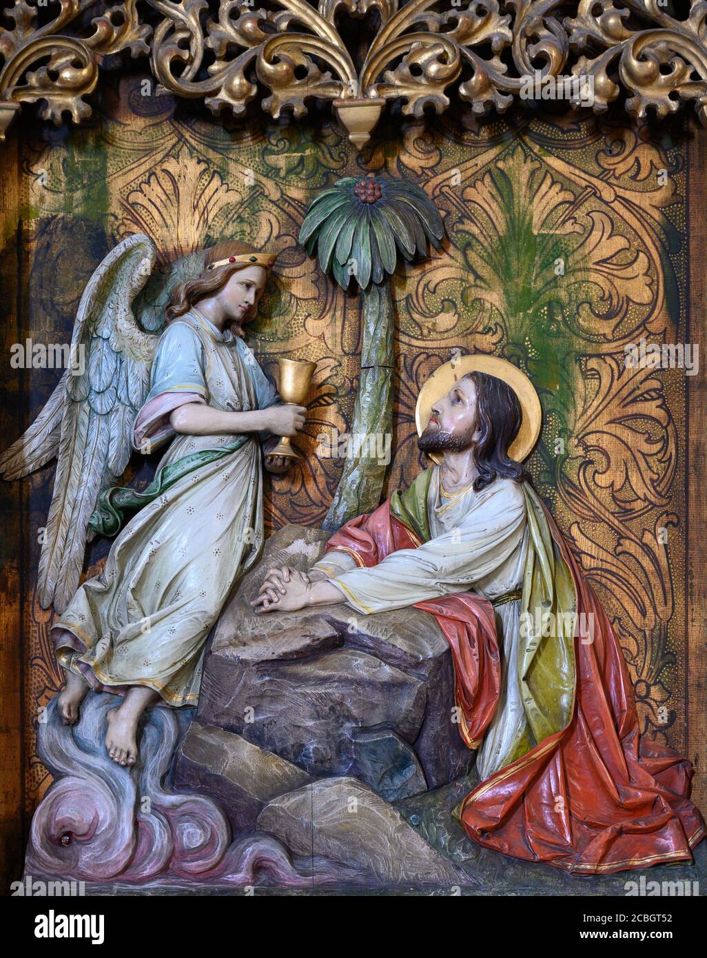 Jesus auf dem Ölberg. St. Martins Kathedrale in Bratislava. Bratislava, Slowakei. 2020/05/20. Stockfoto
