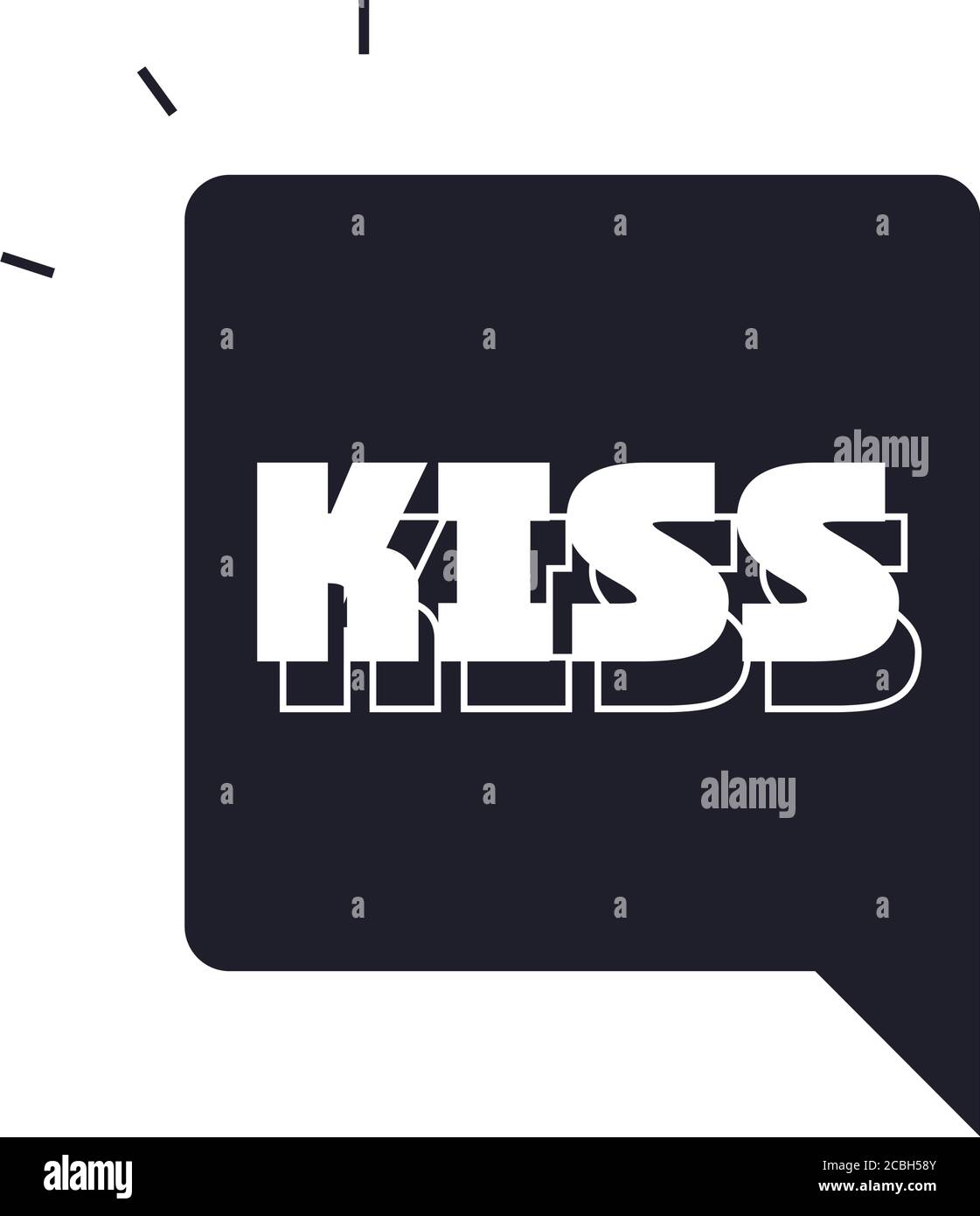 Slang Blasen, Kuss einzigen Wort über weißem Hintergrund, Silhouette Symbol Stil Vektor Illustration Stock Vektor