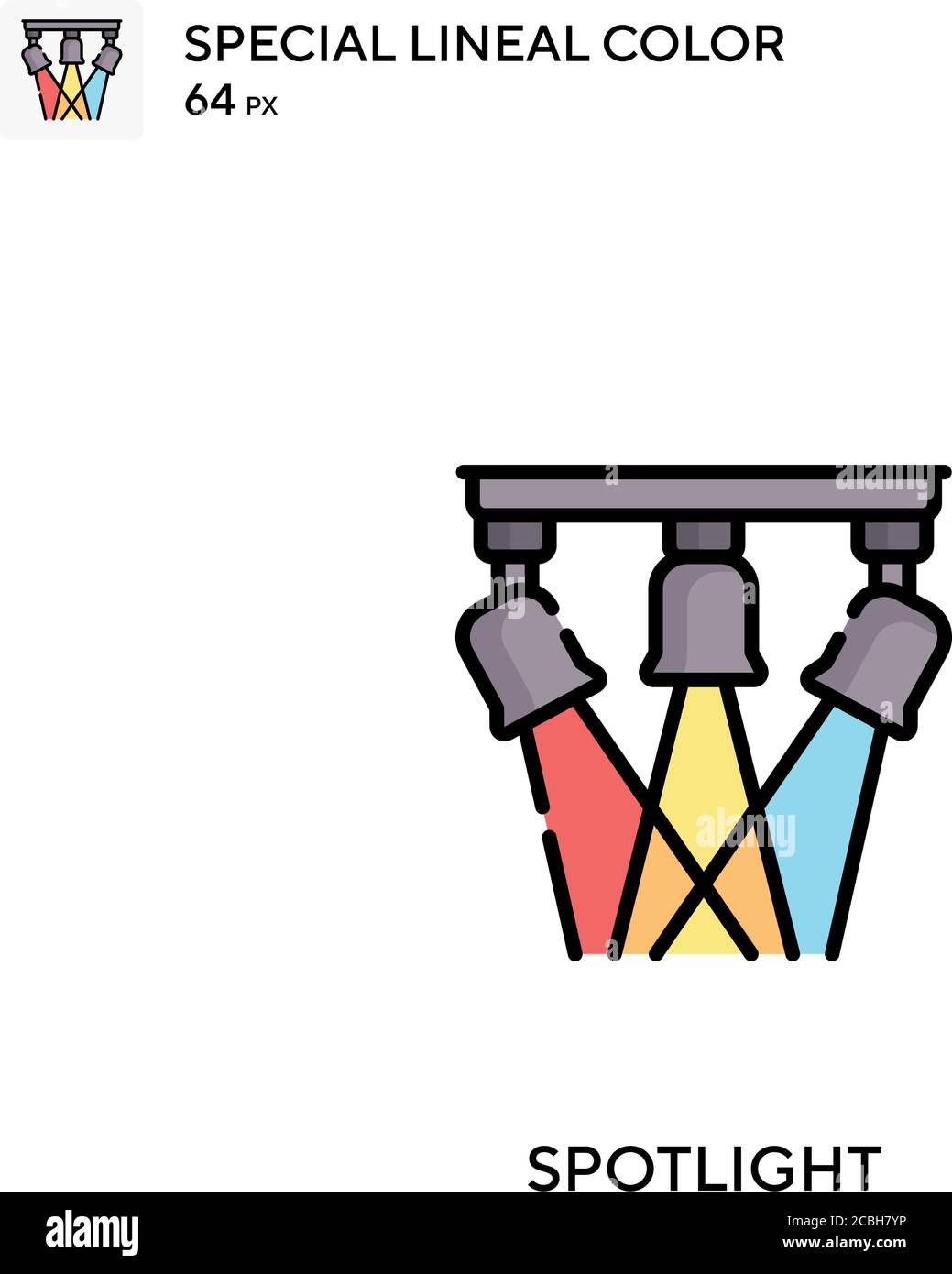 Spotlight spezielles lineales Farbvektorsymbol. Spotlight-Symbole für Ihr Geschäftsprojekt Stock Vektor