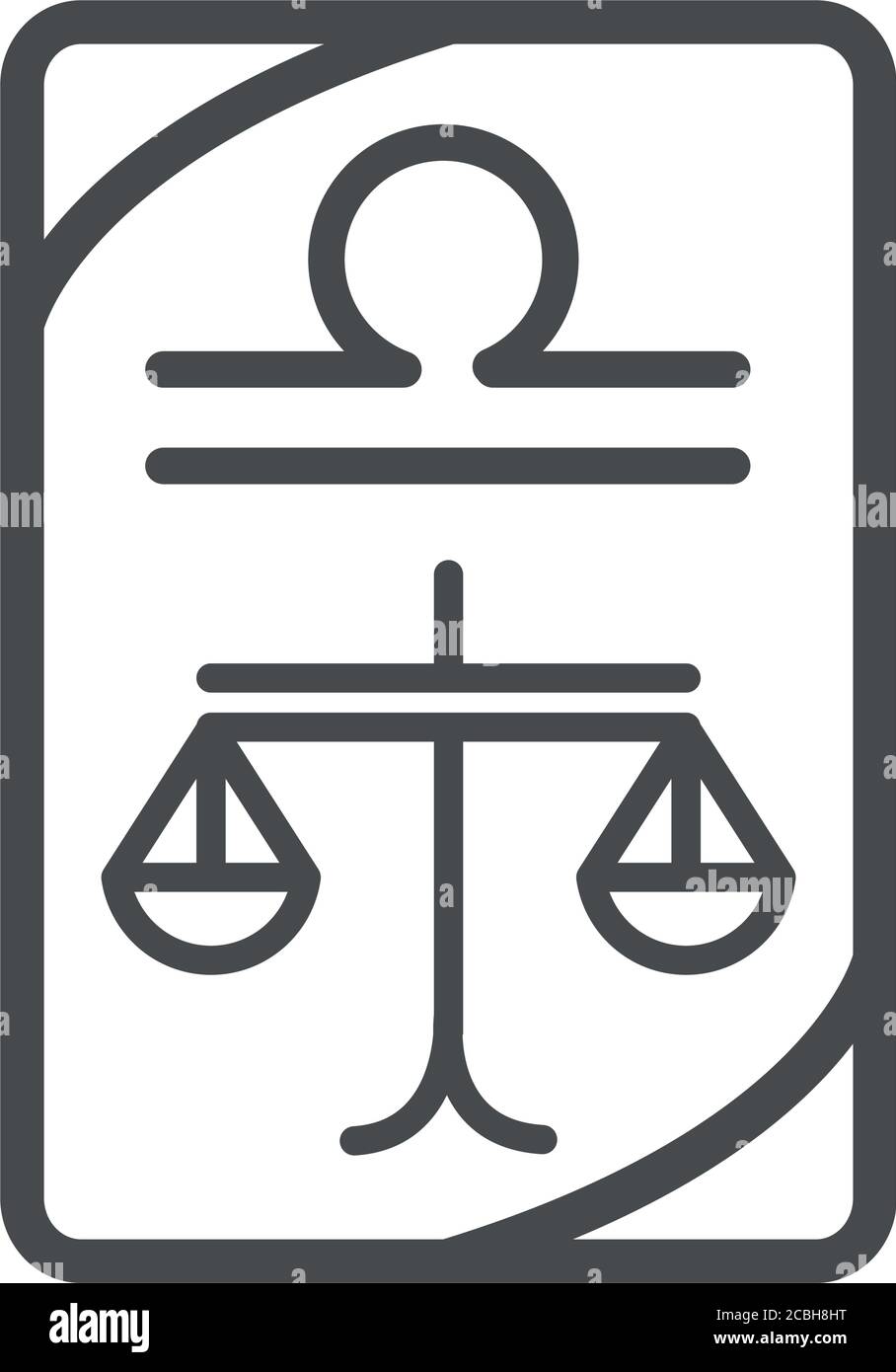 Sternzeichen waage esoterische Tarot Vorhersage Karte Linie Stil Symbol Vektor Abbildung Stock Vektor