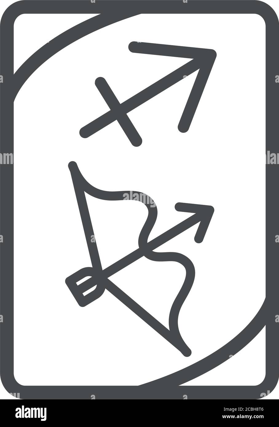 Sternzeichen schütze esoterische Tarot Vorhersage Karte Linie Stil Symbol Vektor Abbildung Stock Vektor