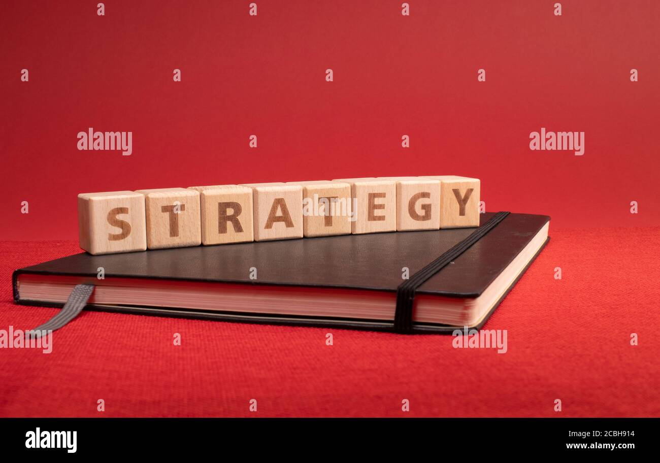 Strategie Wort mit Holzklötzen gemacht Stockfoto