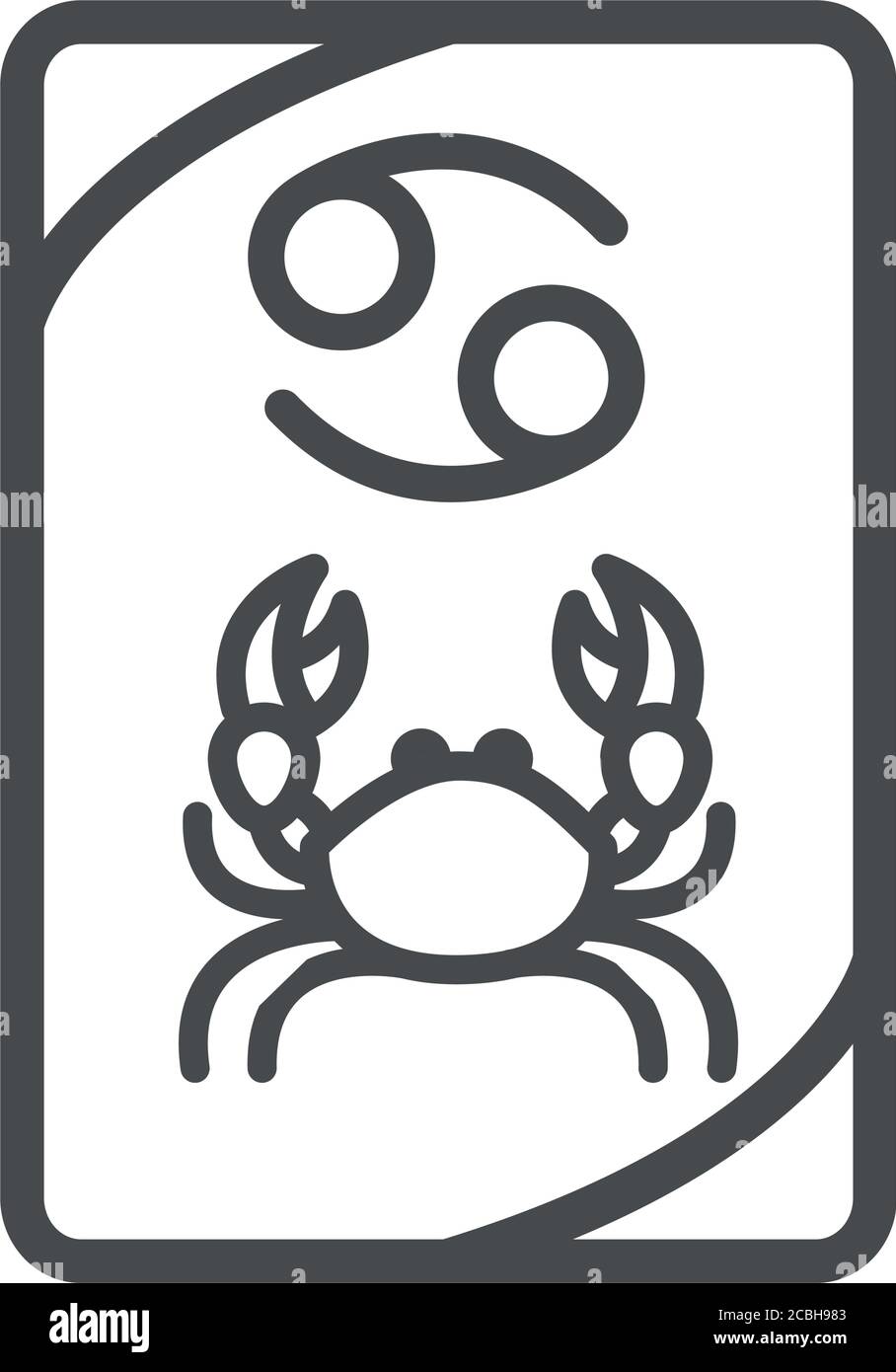 Sternzeichen Krebs esoterische Tarot Vorhersage Karte Linie Stil Symbol Vektor Abbildung Stock Vektor