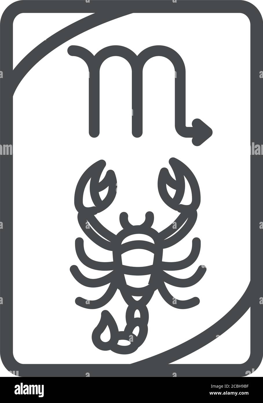 Sternzeichen skorpion esoterische Tarot Vorhersage Karte Linie Stil Symbol Vektor Abbildung Stock Vektor