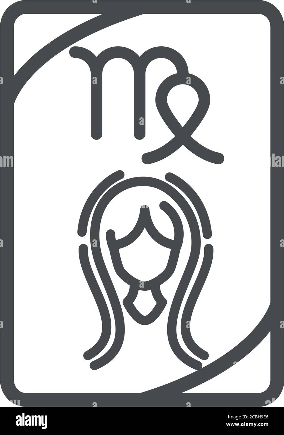 Tierkreis jungfrau Esoterische Tarot Vorhersage Karte Linie Stil Symbol Vektor Abbildung Stock Vektor