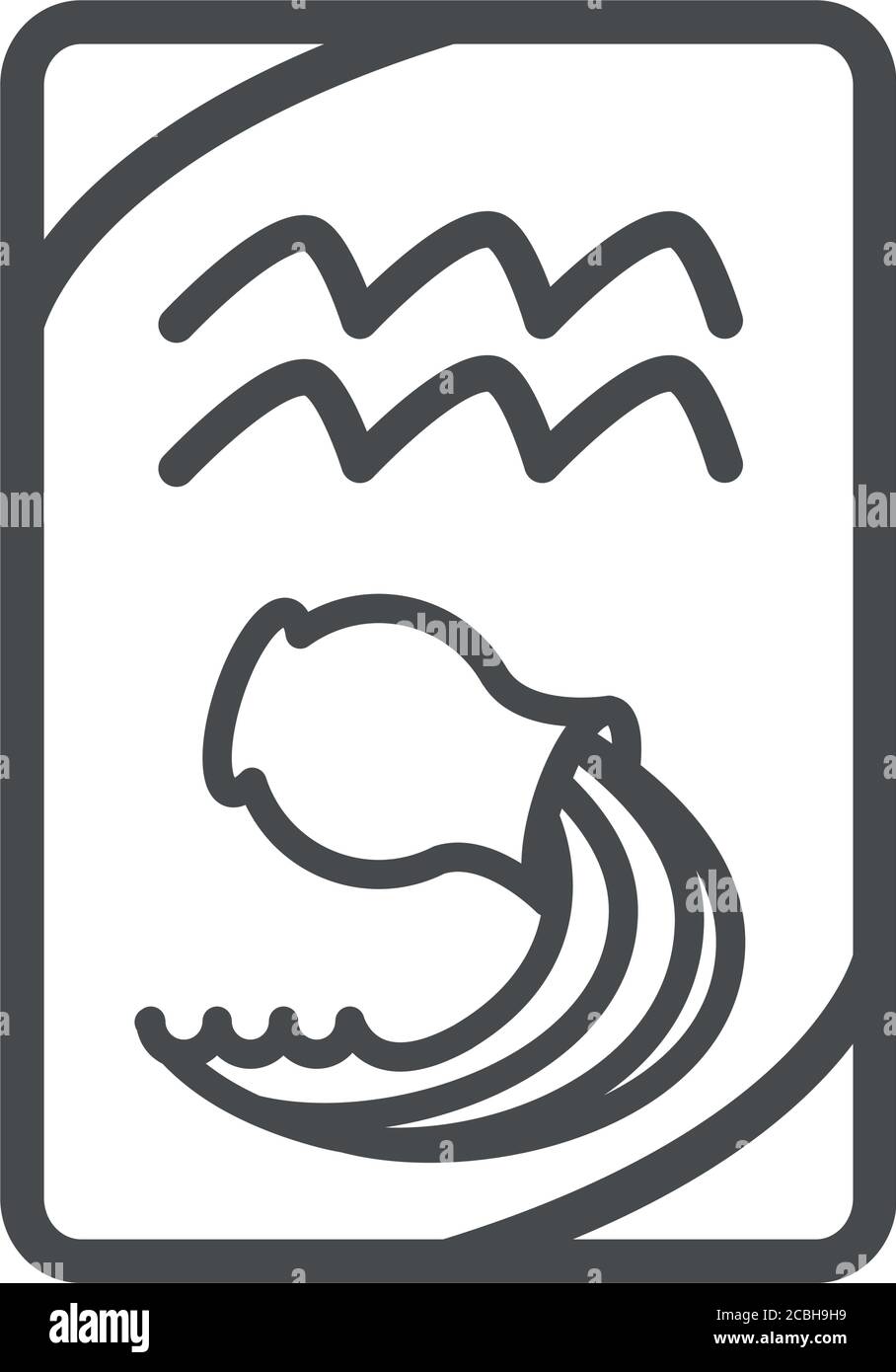 Sternzeichen wassermann esoterische Tarot Vorhersage Karte Linie Stil Symbol Vektor Abbildung Stock Vektor