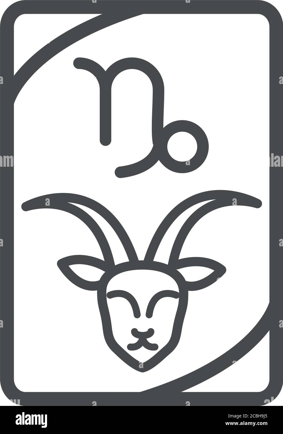 Tierkreis steinbock esoterische Tarot Vorhersage Karte Linie Stil Symbol Vektor Abbildung Stock Vektor