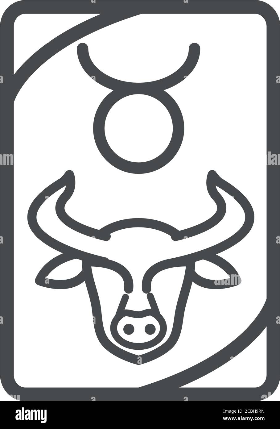Sternzeichen stier esoterische Tarot Vorhersage Karte Linie Stil Symbol Vektor Abbildung Stock Vektor