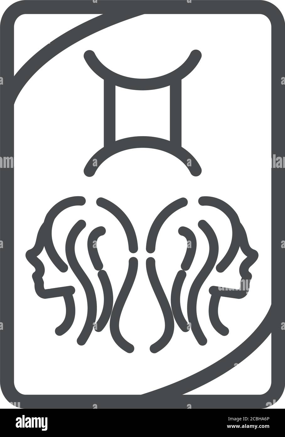 Sternzeichen zwillinge Esoterische Tarot Vorhersage Karte Linie Stil Symbol Vektor Abbildung Stock Vektor