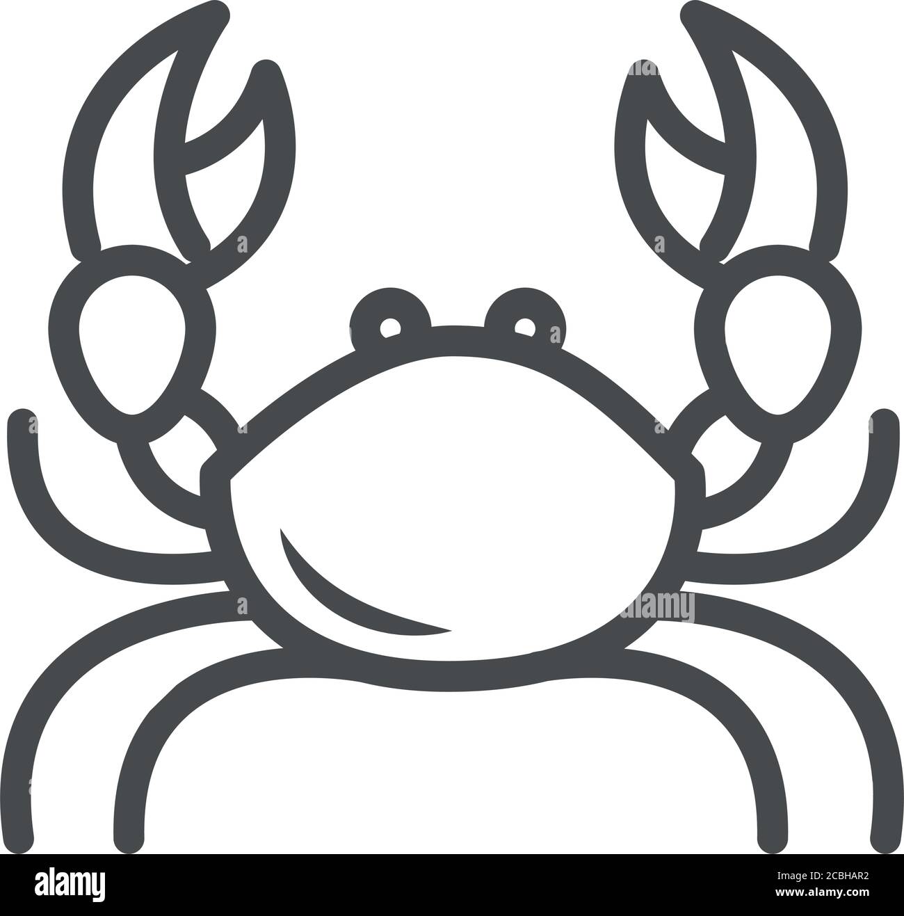 Krabbe mit großen Krallen Krustentiere über weißen Hintergrund Linie Stil Symbolvektordarstellung Stock Vektor