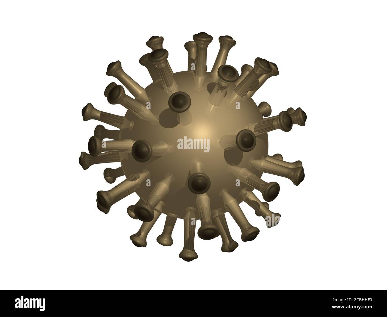 Messing CORONA Virus Illustration mit klebrigen Armen um den Körper Mit einer einheitlichen Textur durch 3D-Rendering Stockfoto