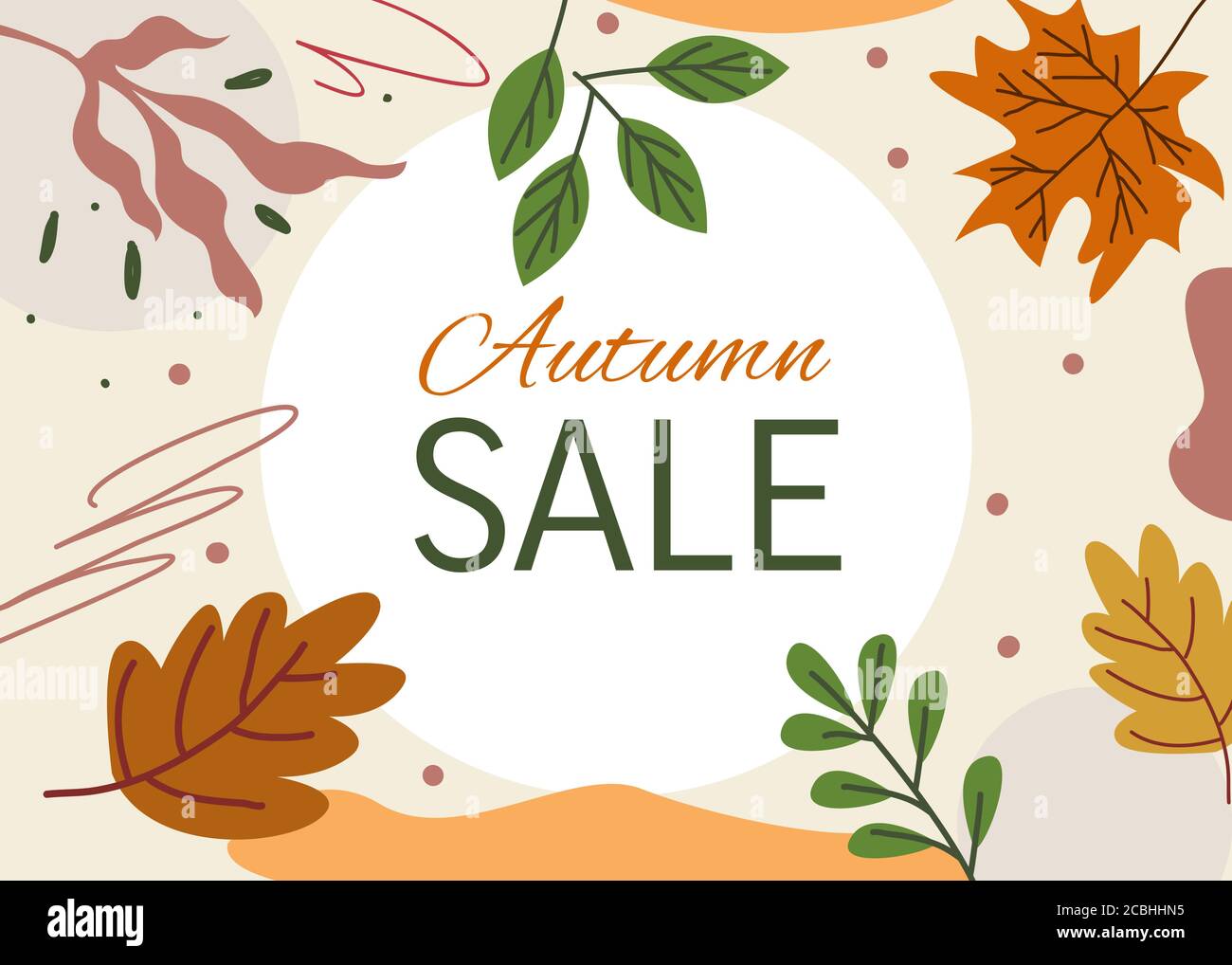 Banner für Herbst Verkauf Bunte saisonale Herbstblätter für den Einkauf Rabatt-Promotion mit flachen Stil. Stock Vektor