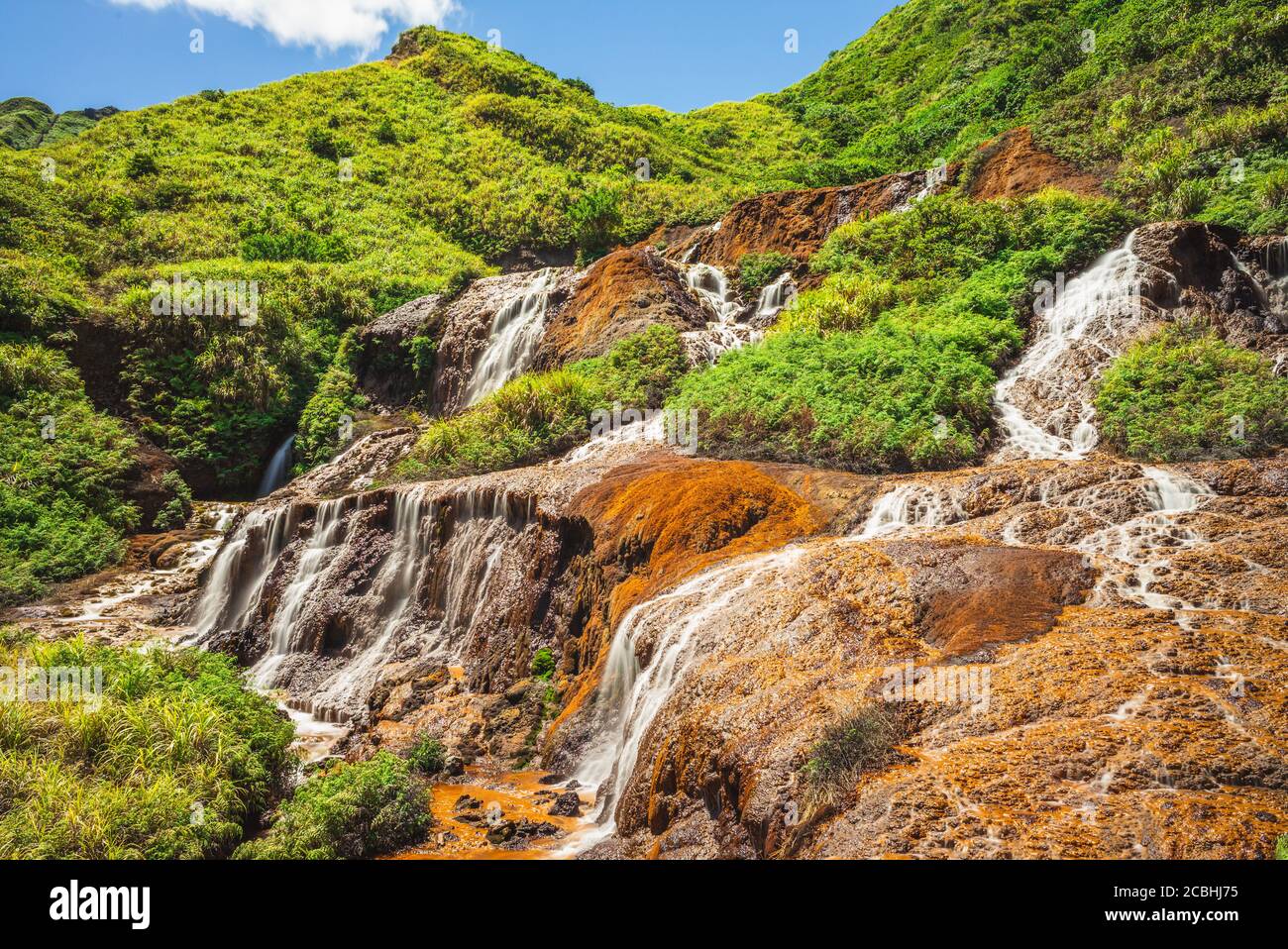 Landschaft des Goldenen Wasserfalls in der neuen stadt taipei, taiwan Stockfoto