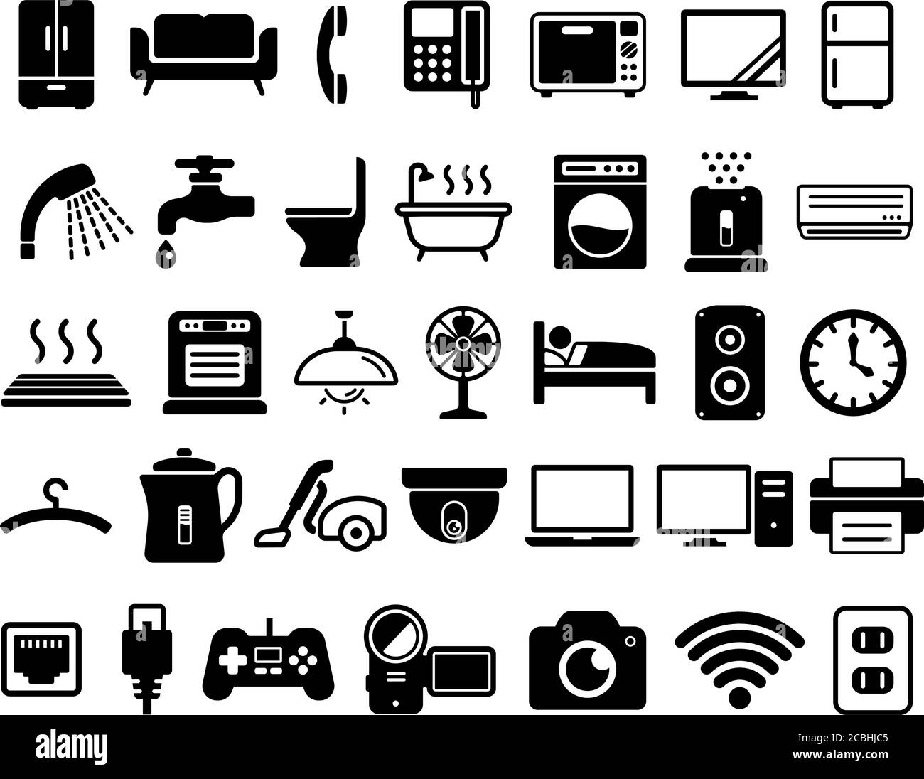 Haushaltsgerät / Heimelektronik , Möbel Vektor Symbol illusration set Stock Vektor Haushaltsgerät / Heimelektronik , Möbel Vektor Symbol illusration set Stock Vektor