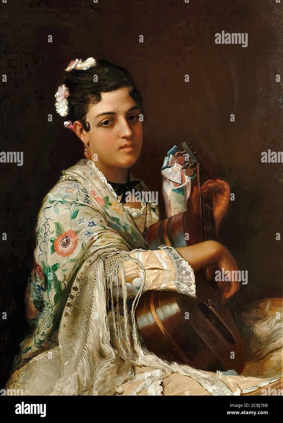 Schlesinger Felix - der spanische Gitarrenspieler - Deutsche Schule - 19. Jahrhundert Stockfoto