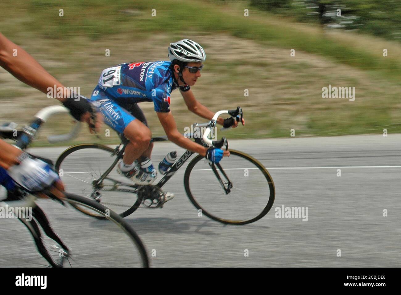 Roberto Heras, der spanische Rennradprofi, der 2005 an der Tour de France - Etappe 11: Courchevel - Briançon teilnimmt. Stockfoto
