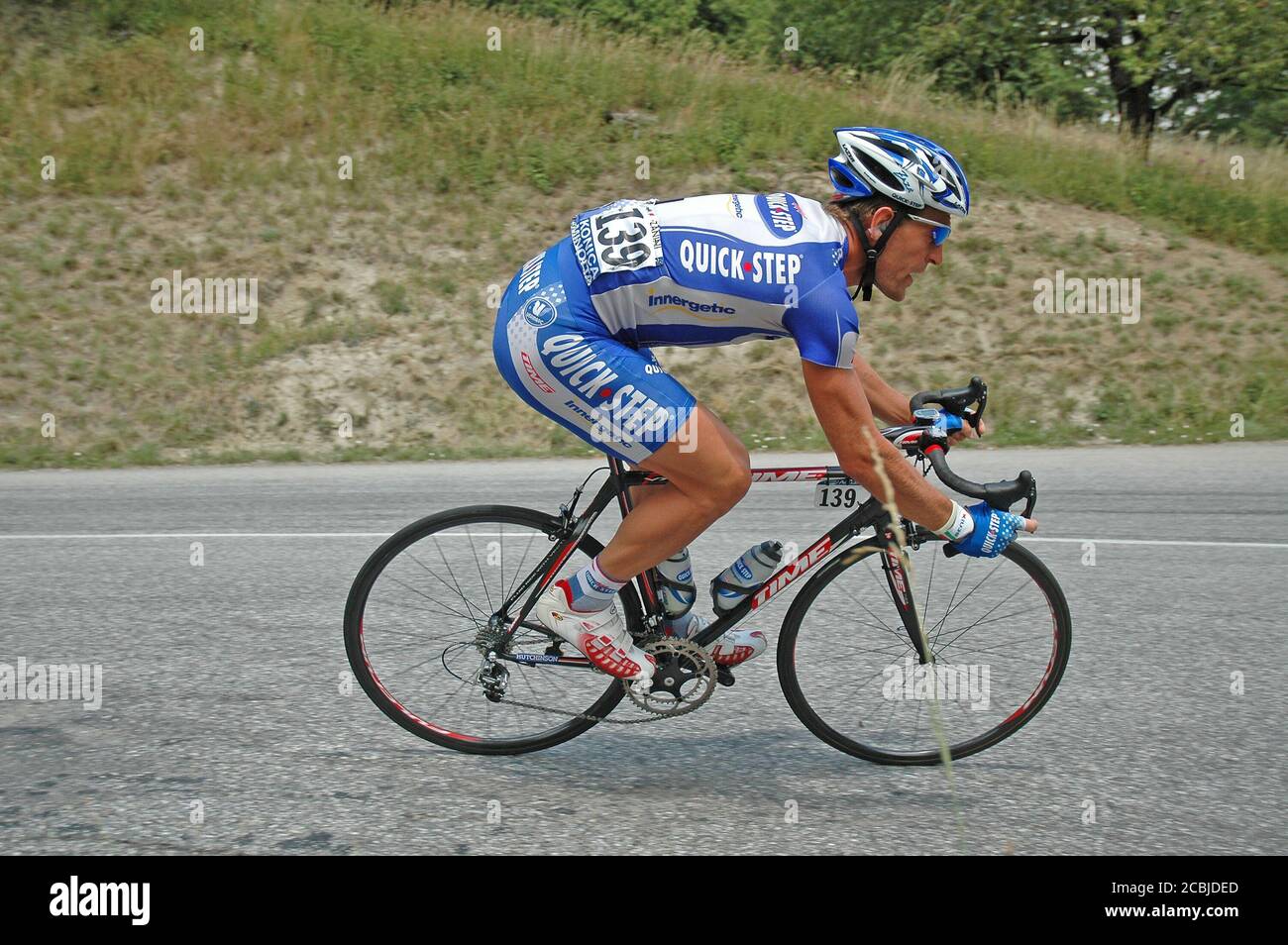 Stefano Zanini, der italienische Rennradprofi, der 2005 an der Tour de France - Etappe 11: Courchevel - Briançon teilnimmt. Stockfoto