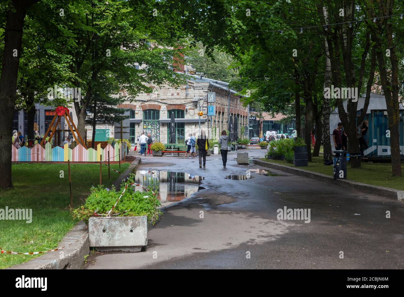 Telliskivi ist ein ehemaliger Industriekomplex und heute das kreative Zentrum Tallinns. Tallinn, Estland Stockfoto