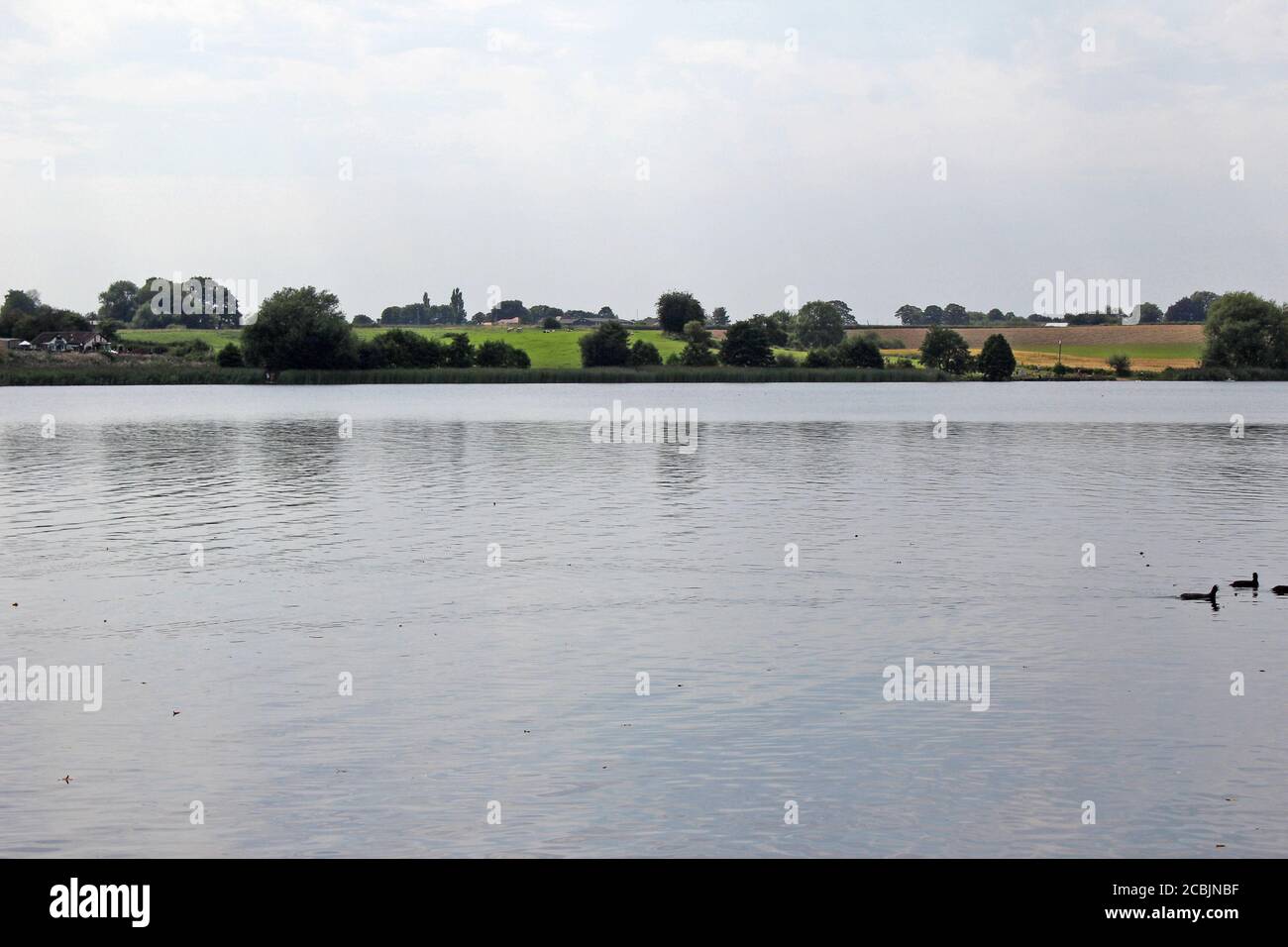 Wunderschöne Landschaft des Pickmere Sees an einem bewölkten Tag in Cheshire, England Stockfoto