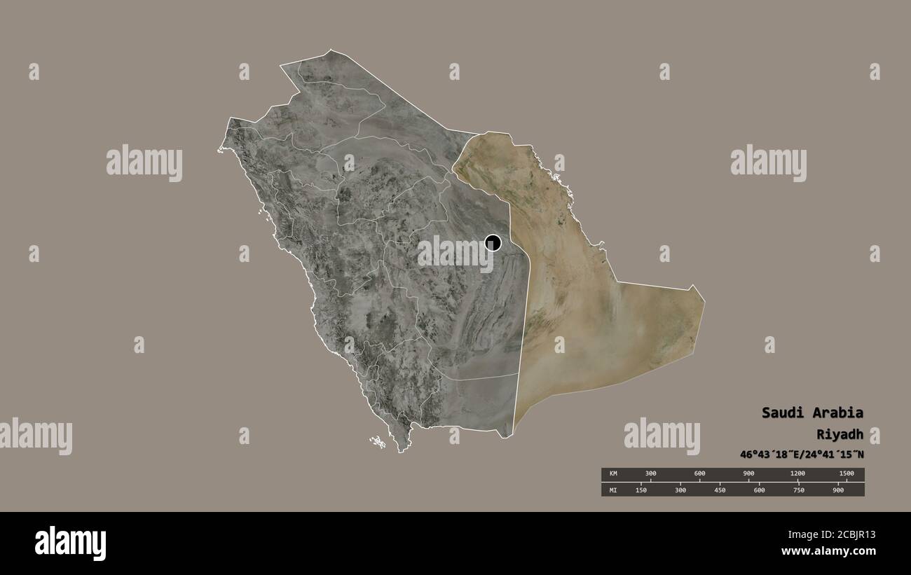 Entsättigte Form von SaudiArabien mit seiner Hauptstadt, der