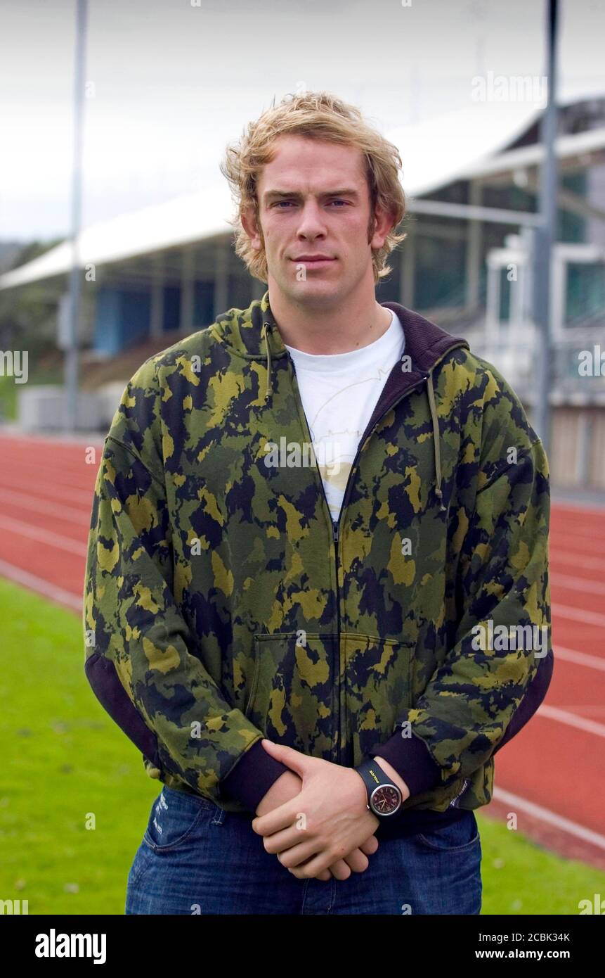 Porträt des walisischen Rugby-Spielers Alun Wyn Jones, aufgenommen 2008. Stockfoto