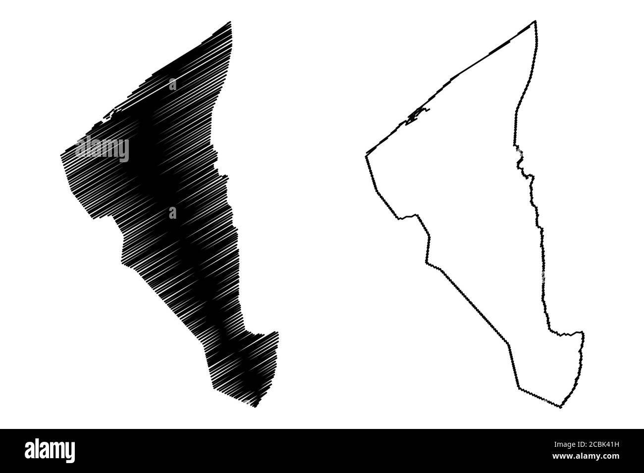 Tutong District (Nation of Brunei, The Wohnstatt of Peace, Borneo Island) Karte Vektor-Illustration, Scribble Skizze Tutong Karte Stock Vektor