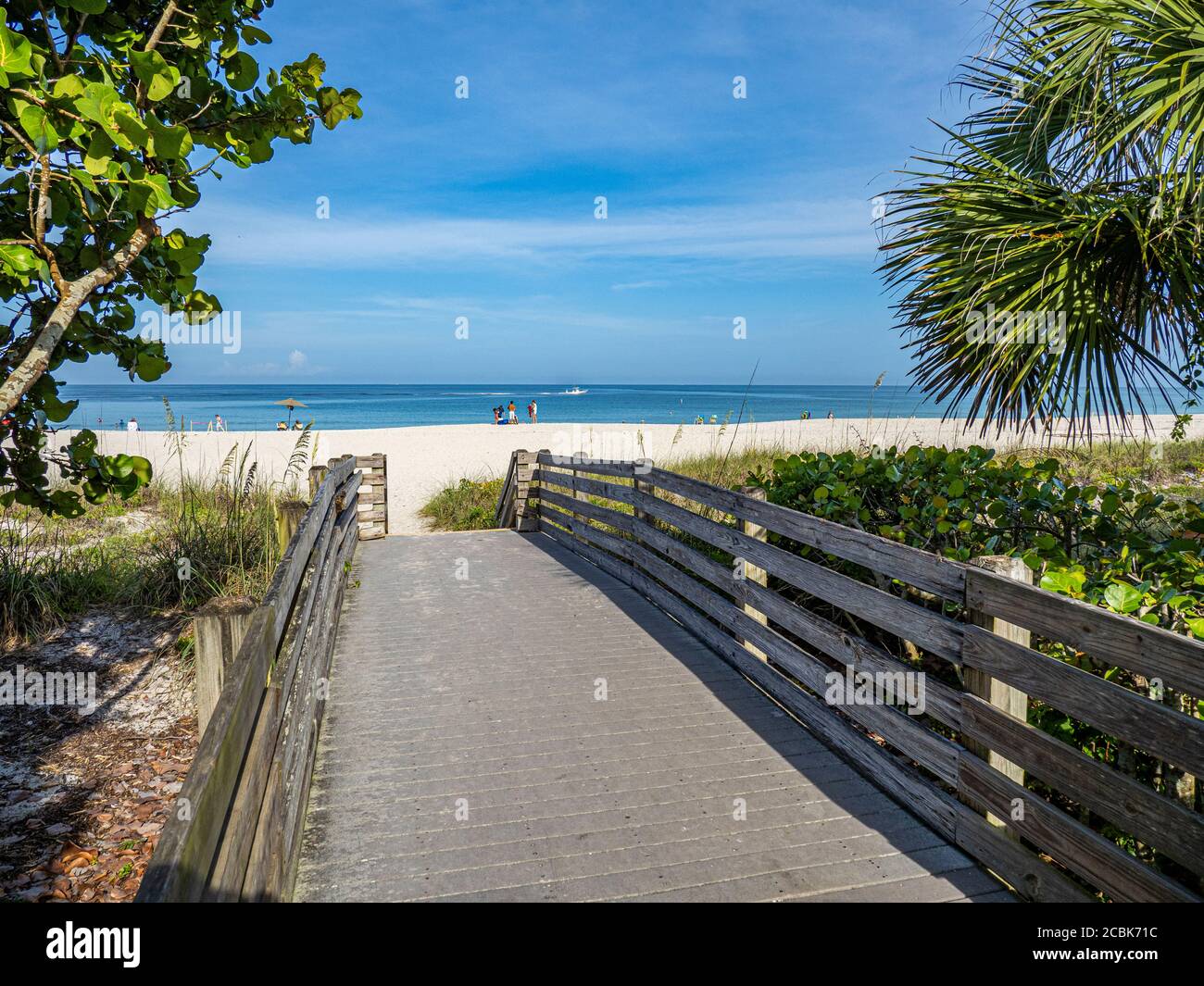 Promenade zum North Jetty Beach am Golf von Mexiko In Nokoims Florida Vereinigte Staaten Stockfoto