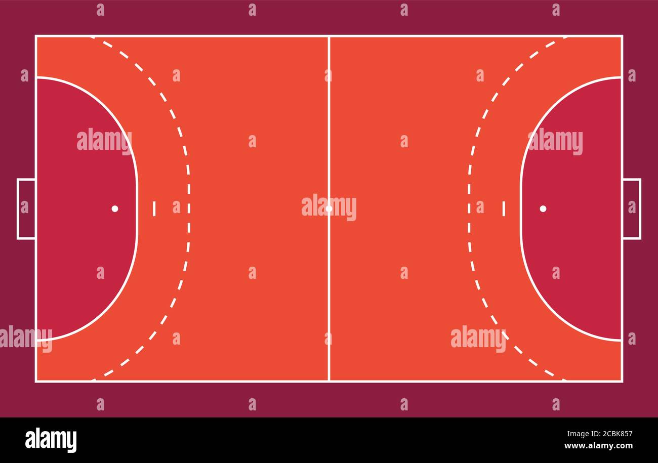 Feld für Handball. Orange Liniendarstellung Handballfeld Vektor