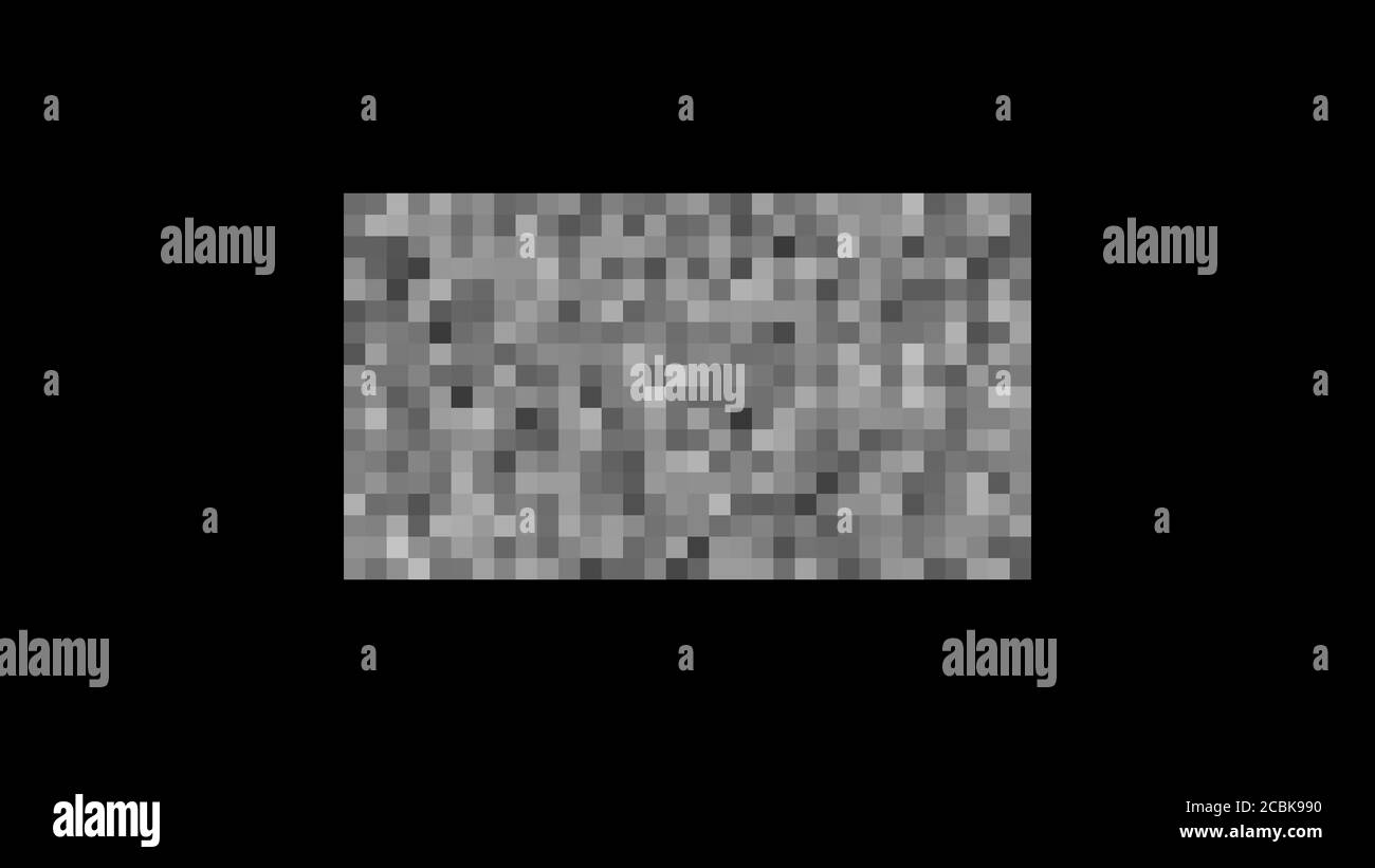 Pixel zensiert. Konzept der schwarzen Zensurstange. Zensurrechteck. Abstrakter geometrischer Hintergrund mit schwarzen und weißen Pixeln. Stockfoto