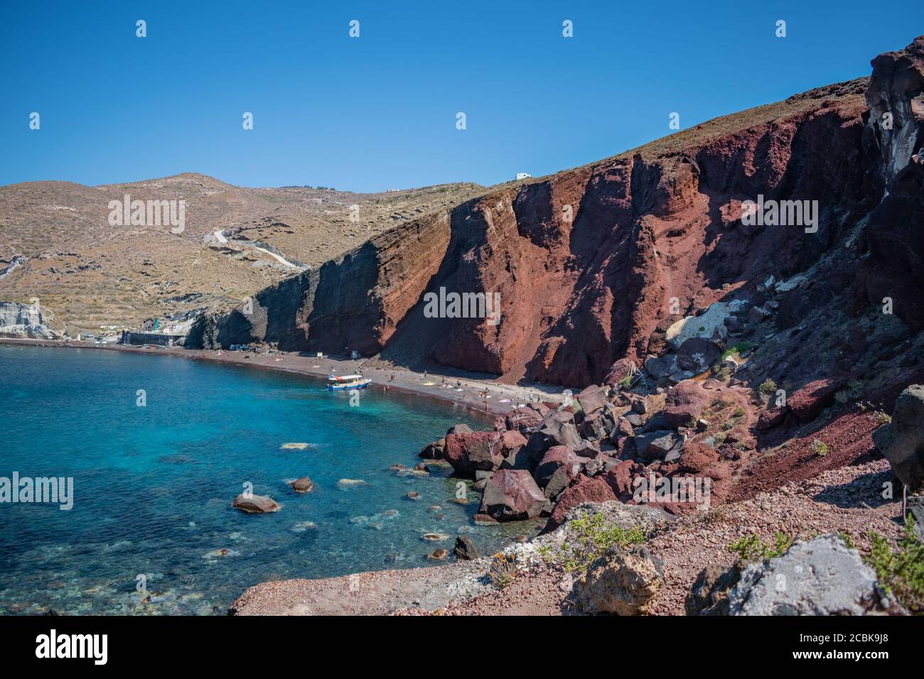 Red Beach in Santorini. Stockfoto
