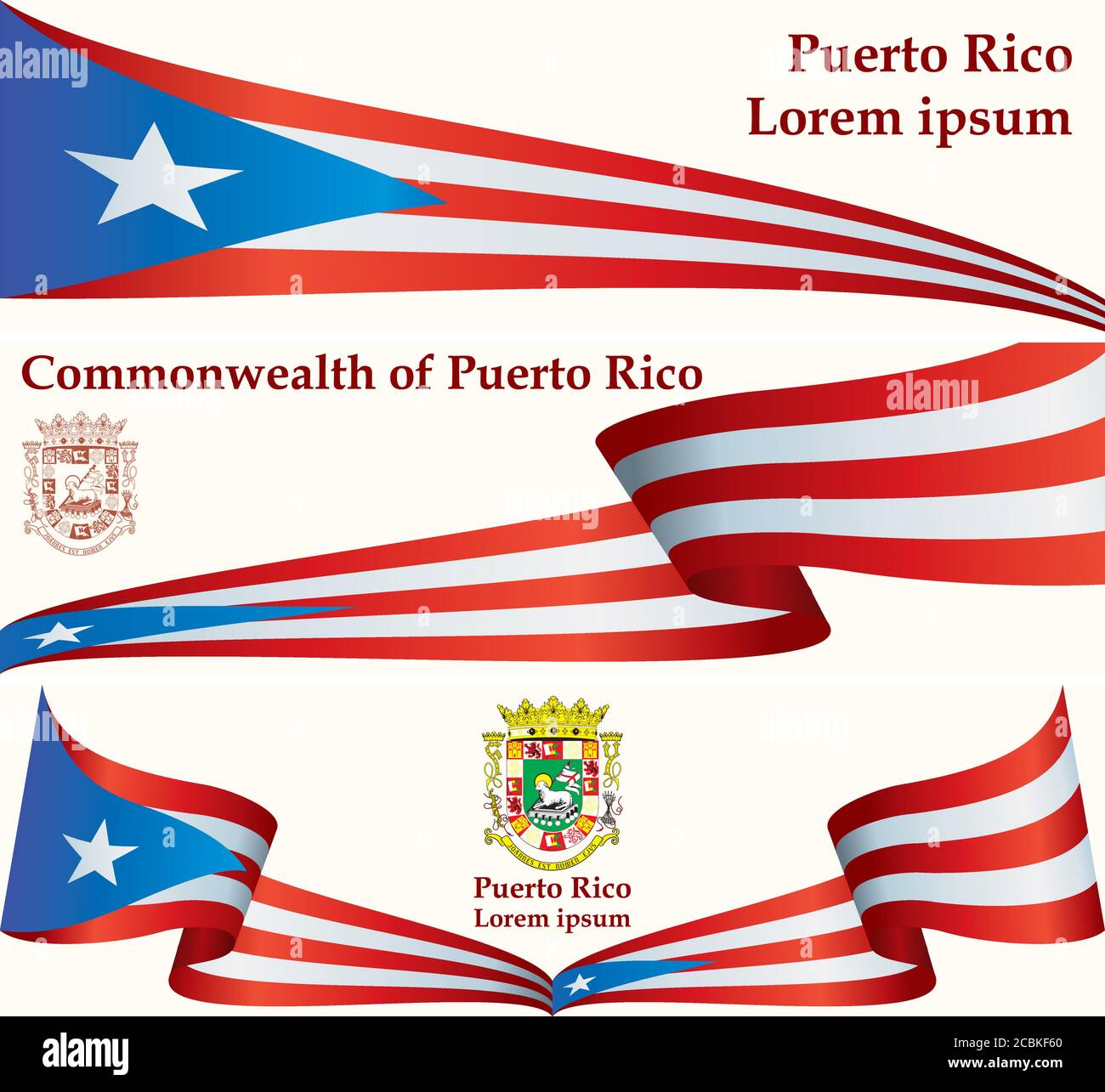 Flagge von Puerto Rico, Commonwealth von Puerto Rico. Vorlage für Award Design, ein offizielles Dokument mit der Flagge von Puerto Rico. Heller, farbenfroher vecto Stock Vektor