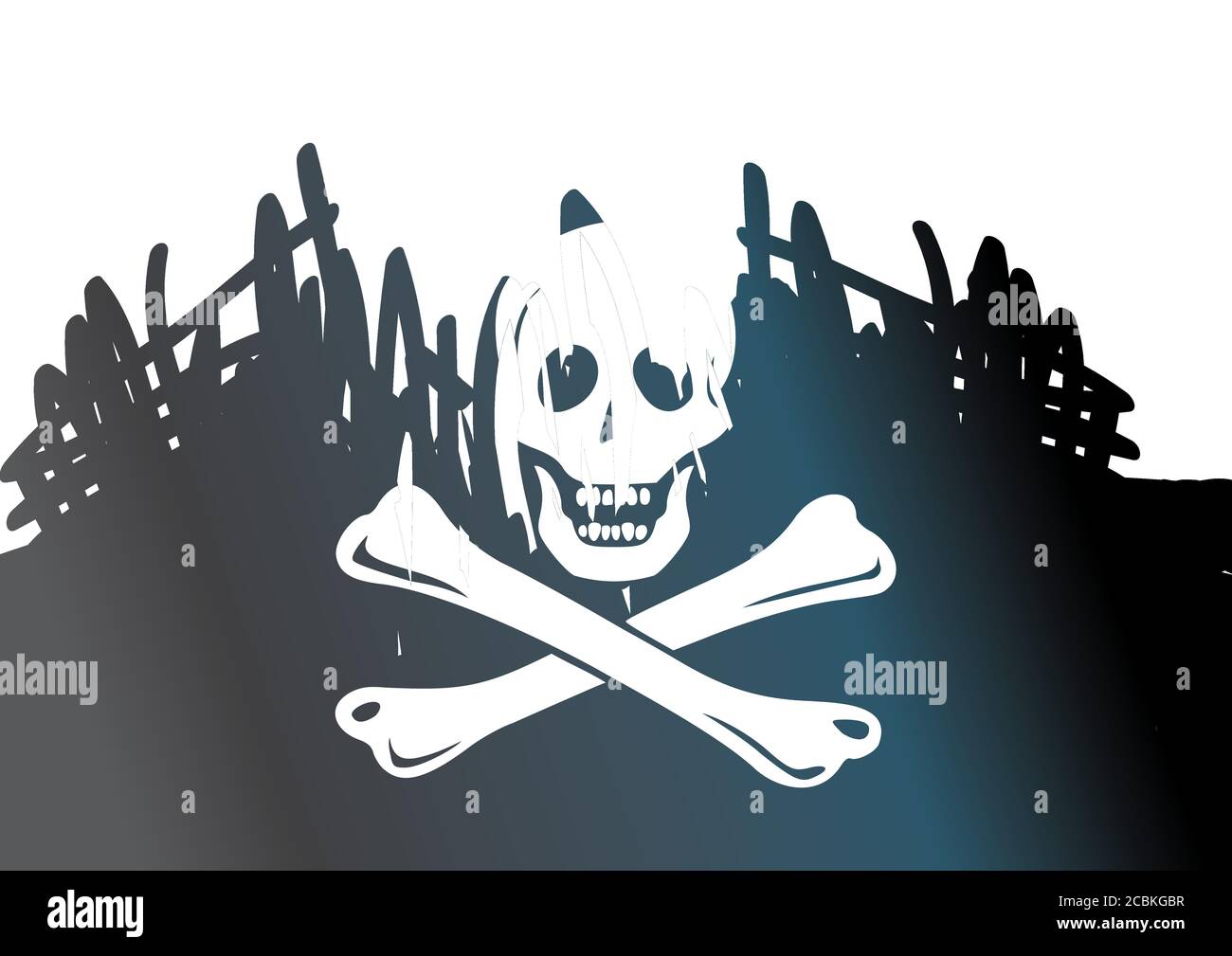 Piratenfahne mit Totenkopf und Kreuzknochen. Der traditionelle 'Jolly