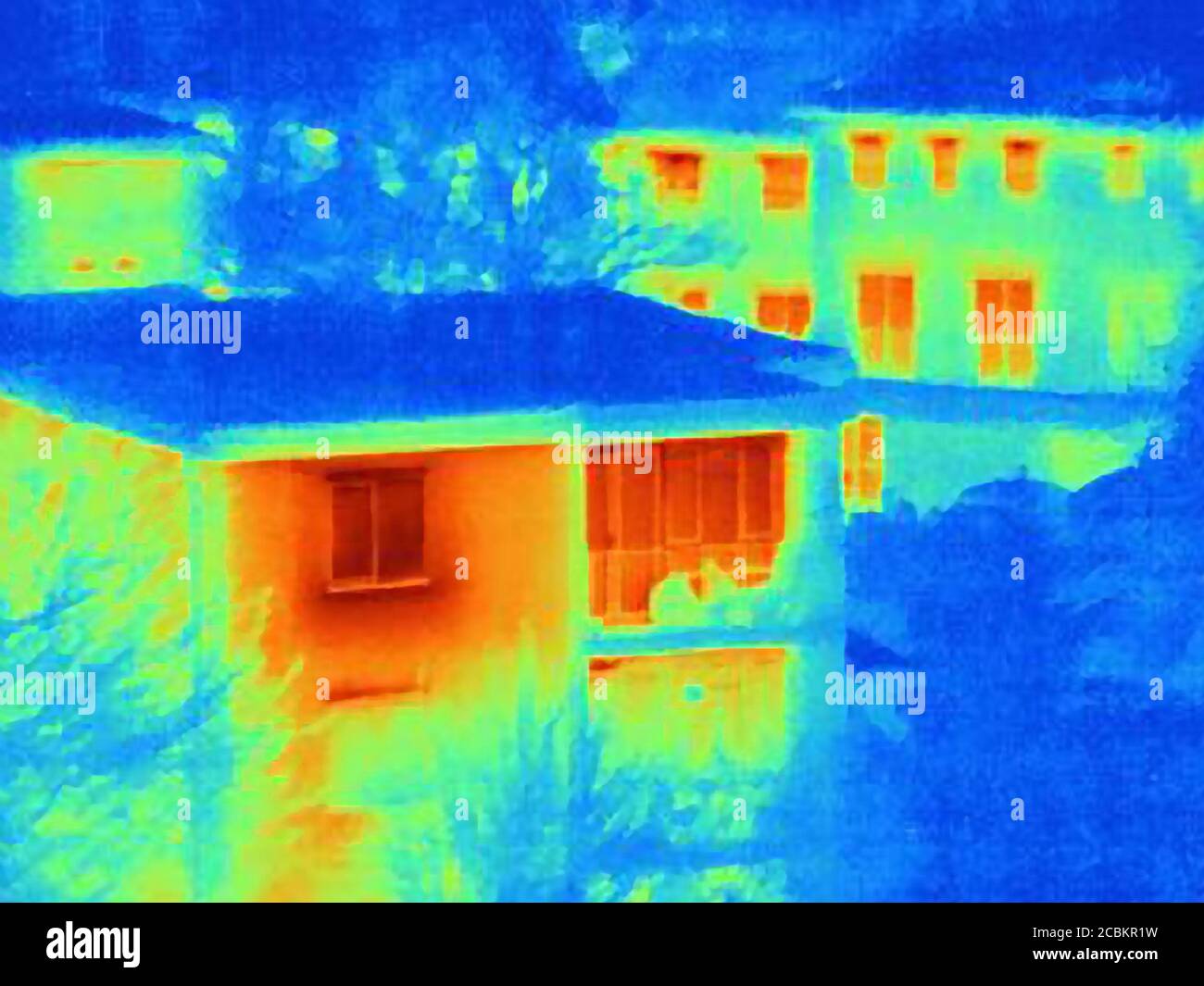 Wärmebild von Häusern und Dächern Stockfoto