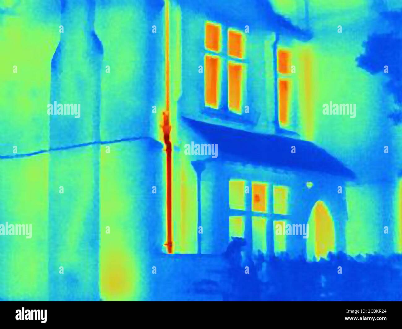 Wärmebild der Häuser auf Stadtstraße Stockfoto