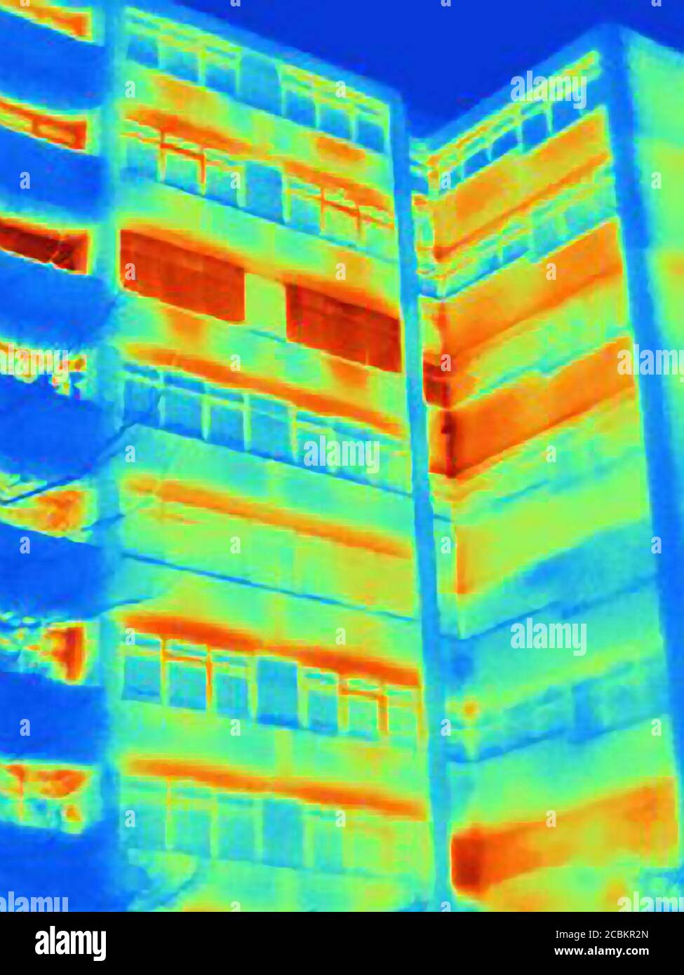 Wärmebild eines Mehrfamilienhauses Stockfoto