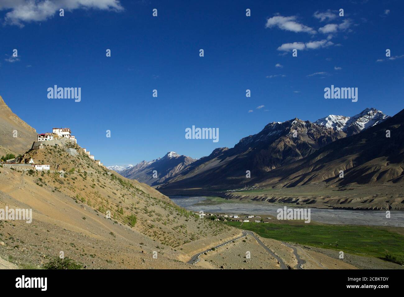 Blick auf Ki Gompa Kloster, Spiti River Valley, Himachal Pradesh, Indien, Asien Stockfoto