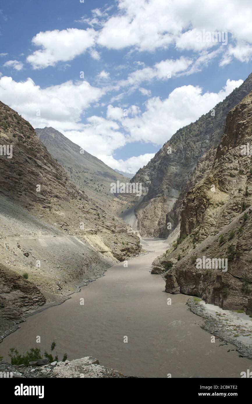 Spiti Fluss und Tal, Kalpa, Himachal Pradesh, Indien, Asien Stockfoto