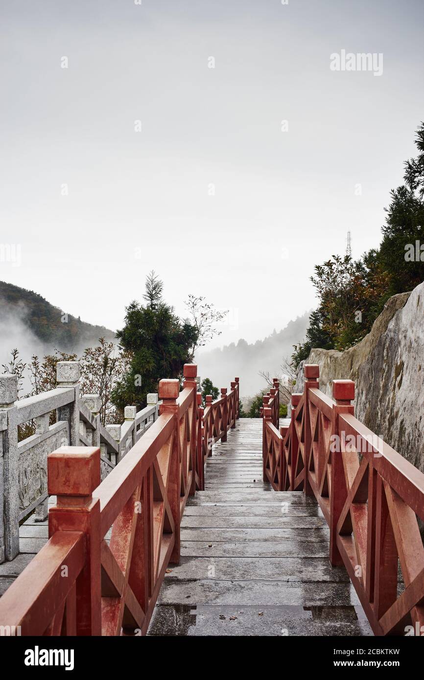 Walkway, Hengshan, Nanyue, China. Stockfoto