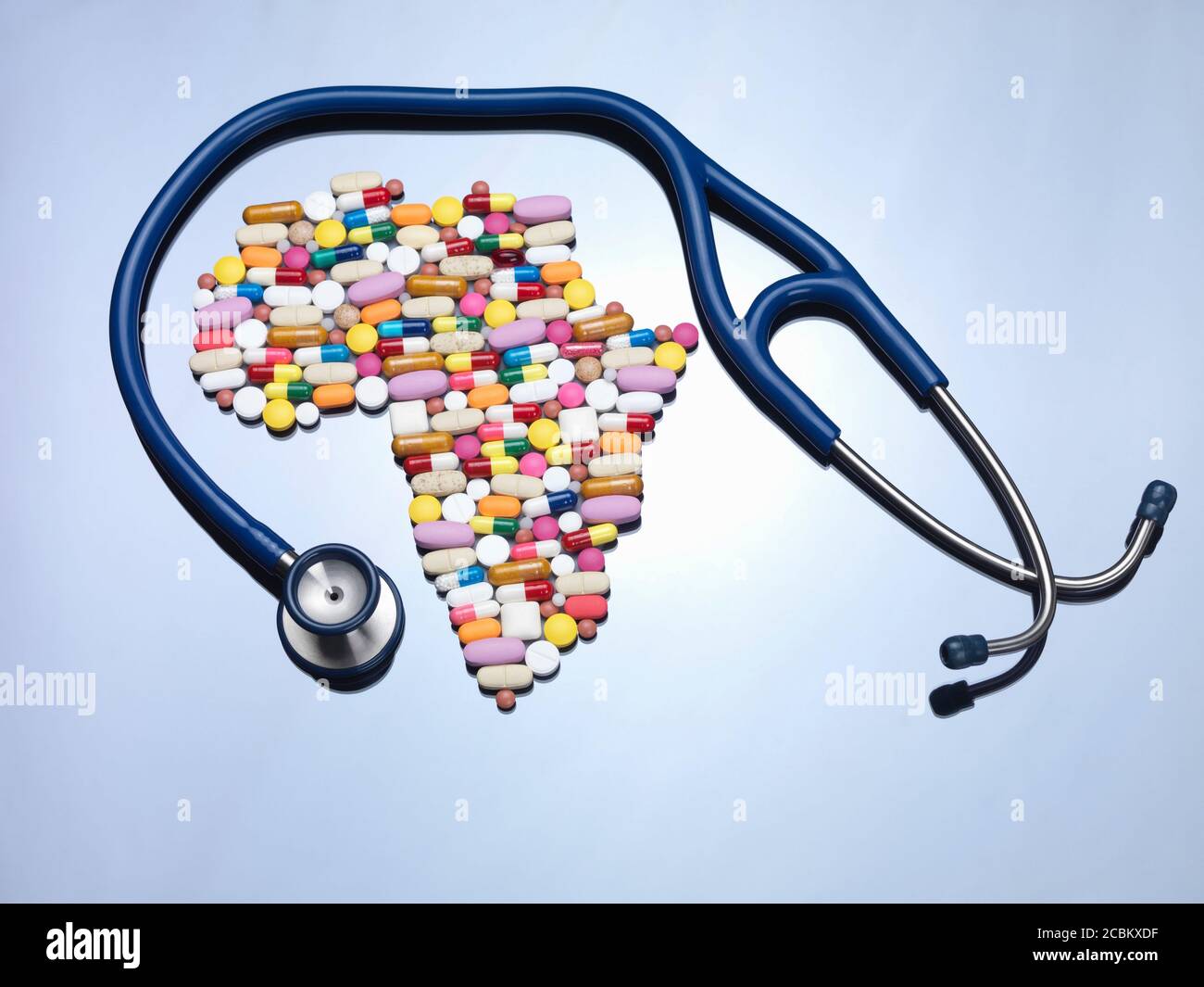 Pillen in Afrika Kartenform Stockfoto