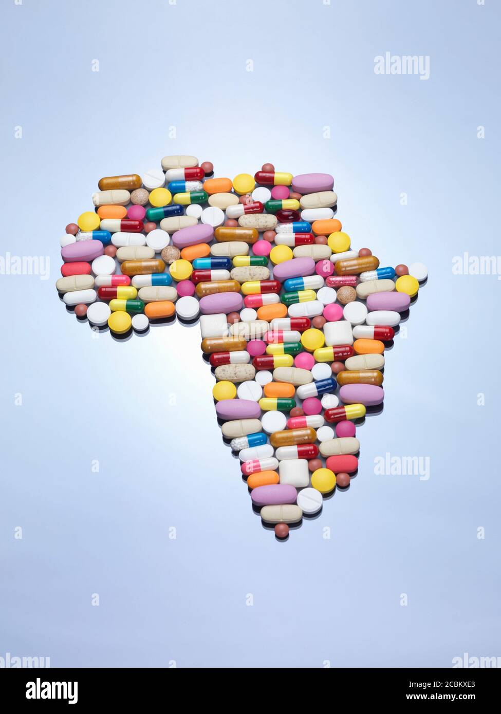 Pillen in Afrika Kartenform Stockfoto