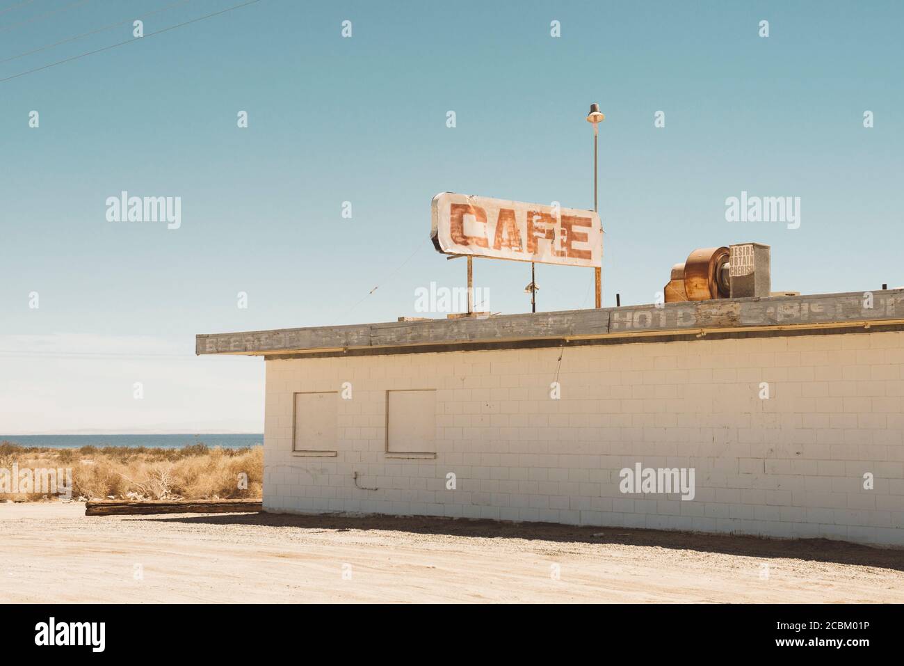 Verlassene Café, Salton Sea, Kalifornien, USA Stockfoto